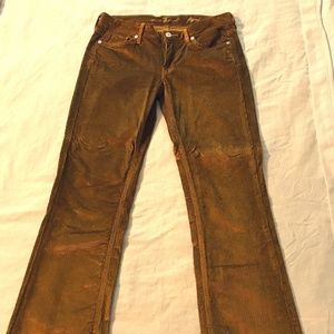 7 For All Mankind Women's Gold Corduroy Pants